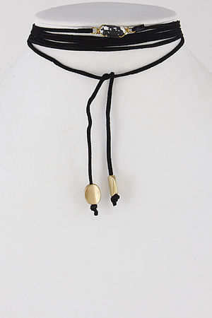 Thin Wrap Around Choker Necklace With Stone 6IBI5